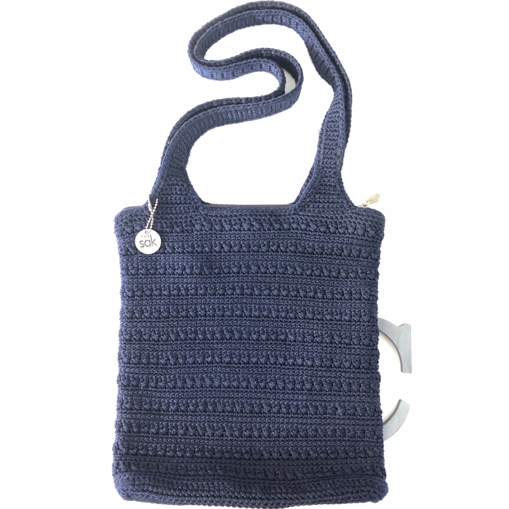THE SAK Handcrafted Blue Crotchet Shoulder Bag